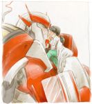  1girl autobot blush closed_eyes eyes_closed june_darby kotteri labcoat long_hair ponytail ratchet robot size_difference transformers transformers_prime 