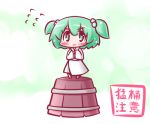  blush green_eyes green_hair hair_bobbles hair_ornament kisume long_sleeves maitora short_hair smile solo standing touhou twintails wide_sleeves 