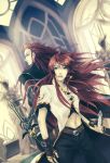  asch coat fingerless_gloves gloves green_eyes long_hair luke_fon_fabre male multiple_boys pants red_hair redhead sairin surcoat sword tales_of_(series) tales_of_the_abyss weapon 