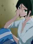  androgynous fate/zero fate_(series) green_eyes green_hair highres luv-on-luv male pajamas solo waver_velvet 