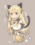  1girl bell bell_collar blonde_hair broom cat_ears cat_tail chibi claymore collar female maid solo tail yuma 