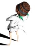  barefoot bucket crossed_arms green_hair highres in_bucket in_container kisume short_hair solo standing touhou white_background 
