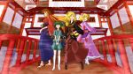  alternate_costume alternate_hair_length alternate_hairstyle blonde_hair bridge east_asian_architecture flower futomashio green_eyes green_hair hair_ornament hakama hat highres horn hoshiguma_yuugi japanese_clothes katana kisume kurodani_yamame long_hair long_sleeves mizuhashi_parsee multiple_girls obi open_mouth orange_hair pointy_ears ponytail samurai short_hair short_sleeves shorts smile standing star sword touhou twintails weapon wide_sleeves 