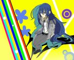  absurdres alternate_hair_length alternate_hairstyle blue_eyes blue_hair breasts formal highres hips k6266411on long_hair looking_at_viewer persona persona_4 persona_x_detective shirogane_naoto sitting solo suit wavy_hair 