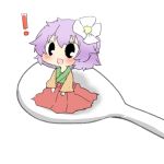  flower hieda_no_akyuu lowres purple_hair rebecca_(keinelove) rice_spoon short_hair solo spoon touhou 