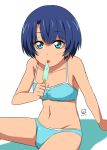  ano_natsu_de_matteru bikini blue_eyes blue_hair kueru licking popsicle short_hair swimsuit tanigawa_kanna 