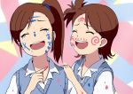  futami_ami futami_mami idolmaster siblings side_ponytail smile tears 