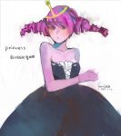  1girl dress drill_hair fengta pink_eyes pink_hair princess_bubblegum solo tiara 