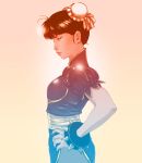  bracelet bun_cover china_dress chinese_clothes chun-li hand_on_hip highres hips jewelry lips pantyhose side spiked_bracelet spikes street_fighter 