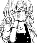  akanonasu blush crying kirisame_marisa long_hair lowres monochrome simple_background sketch solo tears touhou white_background 