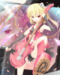  bad_id blonde_hair electric_guitar fang flandre_scarlet guitar hair_ornament highres instrument open_mouth pen-zin red_eyes short_hair side_ponytail sleeveless solo touhou wings 