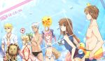 3boys 3girls archer ball beachball bikini breasts caster_(fate/extra) fate/extra_ccc fate_(series) female_protagonist_(fate/extra) gilgamesh innertube male_protagonist_(fate/extra) multiple_boys multiple_girls puyue saber_extra sling_bikini stuffed_animal stuffed_lion stuffed_toy swim_trunks swimsuit