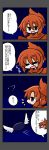  =_= bust comic creature drooling eyebrows fang hair_up highres night night_sky oono_mayu open_mouth pixiv_azriel red_eyes red_hair redhead sky smile translated translation_request yanagi_(nurikoboshi) |_| 