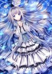  blue_eyes bow braid dress flower frills long_hair original silver_hair submerged very_long_hair wataame27 water 