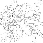  akanonasu hakurei_reimu lineart monochrome smile solo touhou wink 