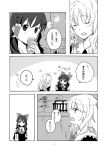  akanonasu contemporary hakurei_reimu kirisame_marisa long_hair monochrome multiple_girls open_mouth touhou translation_request 