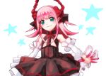  1girl :3 apiamu421 blue_eyes bow detached_sleeves dress fate/extra_ccc fate_(series) hair_bow highres horns lancer_(fate/extra_ccc) long_hair pink_hair solo two_side_up 