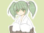  ayaya001 blush bucket green_eyes green_hair hair_bobbles hair_ornament in_bucket in_container kisume long_sleeves short_hair solo touhou twintails 