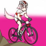  1girl 2012_summer_olympics bicycle helmet inubashiri_momiji nisshisshi olympics pink_hair red_eyes riding short_hair solo tail touhou 