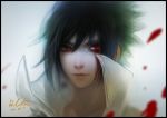  black_hair blood blood_on_face devilhun male naruto naruto_shippuuden realistic red_eyes signature solo uchiha_sasuke 
