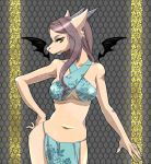  1girl bare_shoulders bat_wings breasts brown_hair burmecian cleavage criss-cross_halter final_fantasy final_fantasy_ix freya_crescent furry green_eyes halter_top halterneck hand_on_hip horn horns kemuri-kiyoshi kiyoshi long_hair pose rat rodent sarong skimpy snout solo standing video_games wings yellow_eyes 