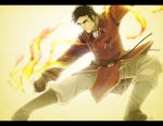 avatar:_the_last_airbender black_hair fighting_stance fire general_iroh legend_of_korra male nazgullow pyrokinesis short_hair solo yellow_eyes 