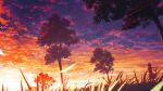 grass highres jpeg_artifacts landscape original scarf scenery scenic sky solo sunset tree walking 
