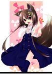  :d animal_ears antenna_hair blue_legwear blush dodome-iro_mayonnaise dodome_(sharon) dress fox_ears fox_tail hair_ornament hand_on_own_chest male open_mouth original outstretched_arm pink_eyes smile solo tail thigh-highs thighhighs trap 