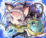  animal_ears capelet cloud clouds grey_hair hair_ornament jewelry mouse mouse_ears mouse_tail nazrin red_eyes shinoasa short_hair sky solo tail touhou 