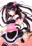  absurdres black_hair black_legwear blush choker denpa_(kazuharu) hair_ornament highres holding kazuharu_kina long_hair looking_at_viewer microphone mishima_kurone navel original scan skirt smile solo thigh-highs thighhighs wrist_cuffs 