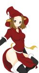  1girl animal_ears black_legwear blush boots breasts brown_eyes brown_hair colored cow_ears cow_girl cow_horns cow_tail earrings female hat highres horns jewelry ladymarta leotard lineart original short_hair solo tail thigh-highs thigh_boots thighhighs witch_hat 