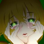  1girl blonde_hair green_eyes midona mizuhashi_parsee open_mouth short_hair smile solo tears touhou yandere_trance 