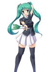  family_mart green_eyes green_hair hatsune_miku long_hair necktie runa7 simple_background skirt solo spring_onion thigh-highs thighhighs twintails vocaloid white_background 