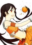  arancia black_hair food francisco_valle fruit midriff miniskirt navel orange orange_eyes original simple_background skirt twintails vl white_background 