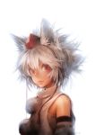  animal_ears bare_shoulders bust detached_sleeves face hat inubashiri_momiji lips looking_at_viewer matsuda_(matsukichi) messy_hair red_eyes short_hair silver_hair simple_background solo tail tokin_hat touhou white_background white_hair wolf_ears 