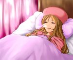  bad_id bed blonde_hair cattleya_(pokemon) drooling empty_eyes erukin_masa hat long_hair nikawa_99-do nose_bubble pillow pokemon pokemon_(game) pokemon_bw saliva sleeping solo 