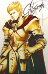  armor blonde_hair character_name command_spell earrings fate/zero fate_(series) gilgamesh jewelry male namekaho red_eyes solo 