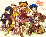  5girls aino_minako akemi_homura akemi_homura_(cosplay) artemis_(sailor_moon) bishoujo_senshi_sailor_moon black_hair blonde_hair blue_eyes blue_hair brown_hair cape cat choker corset cosplay dreamearth elbow_gloves gloves green_eyes hat hino_rei kaname_madoka kaname_madoka_(cosplay) kino_makoto kyubey kyubey_(cosplay) long_hair luna_(sailor_moon) mahou_shoujo_madoka_magica miki_sayaka miki_sayaka_(cosplay) mizuno_ami multiple_girls open_mouth orange_hair ponytail ribbon sakura_kyouko sakura_kyouko_(cosplay) short_hair skirt smile thigh-highs thighhighs tomoe_mami tomoe_mami_(cosplay) tsukino_usagi twintails 