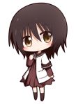  black_hair blush brown_eyes chibi funami_yui satsuki_mei_(sakuramochi) school_uniform serafuku short_hair solo white_background yuru_yuri 