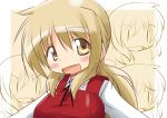  &gt;:d 1girl :d blonde_hair blush d: hidamari_sketch long_hair looking_at_viewer miyako naruse_mai open_mouth school_uniform smile solo yellow_eyes |_| 