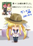  blonde_hair blush bowing casual chibi diesel-turbo fate_testarossa hair_ribbon hat lyrical_nanoha mahou_shoujo_lyrical_nanoha mahou_shoujo_lyrical_nanoha_a&#039;s mahou_shoujo_lyrical_nanoha_a's mahou_shoujo_lyrical_nanoha_the_movie_2nd_a&#039;s mahou_shoujo_lyrical_nanoha_the_movie_2nd_a's pants ribbon shamal shoes short_sleeves signum sneakers sun_hat twintails vest vita 