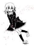  1girl dress fate/zero fate_(series) matou_sakura monochrome petals ribbon short_hair solo yaya-9_(ximsol) 