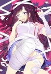  apron bandage bandages blue_eyes blush bound_wrists dangan-ronpa dangan-ronpa_2 dangan_ronpa hitohira_(shiroringo48) long_hair mole nurse open_mouth panties pantyshot skirt solo super_dangan_ronpa_2 tsumiki_mikan underwear upskirt 