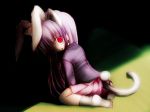  animal_ears bunny_ears bunny_tail cat_ears cat_tail glowing glowing_eyes long_hair long_sleeves open_mouth pink_hair rabbit_ears red_eyes reisen_udongein_inaba smile solo tail touhou yukitokaze 