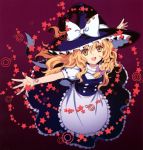  absurdres an2a apron blonde_hair bow braid hair_bow hat hat_bow highres kirisame_marisa long_hair open_mouth puffy_sleeves short_sleeves side_braid single_braid solo star touhou witch_hat yellow_eyes 
