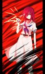  1girl belt hair_over_one_eye miyanaga_teru red_eyes red_hair redhead saki school_uniform short_sleeves skirt solo yashu 