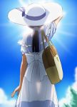  aoki_reika back bag from_behind haruyama hat long_hair precure purple_hair see-through_silhouette smile_precure! solo sun sunlight thigh_gap 