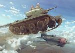  bt-7 caterpillar_tracks cloud clouds earasensha epic exhaust flying military military_vehicle original polikarpov_i-16 sky smoke soviet tank vehicle 
