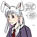  blazer bunny_ears drsunshine english extra_ears long_hair necktie rabbit_ears red_eyes reisen_udongein_inaba solo touhou white_background 