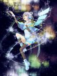  headset highres luo_tianyi musical_note outstretched_arms singing tripletype vocaloid 